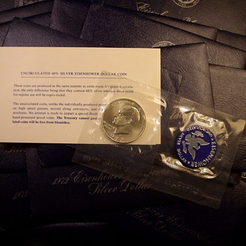 1972-S U.S. Mint Packaged "Blue Ike" 40% Silver Dollars - US Coins