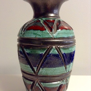 Fratelli Fanciullacci Geometric Relief Vase Italy - Art Pottery