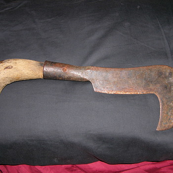 Curved Hook Blade OLD TOOL Cool w/pistol grip wood I dont know what it is. - Tools and Hardware