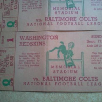 Washington Redskins Football Tickets vs Baltimore Colts  1950 - Football