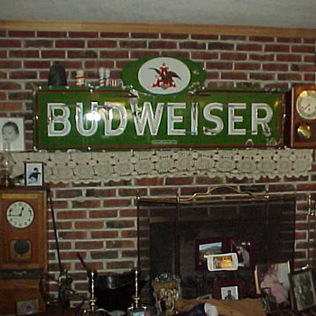 Green Porcelain Budweiser Neon Sign - Signs