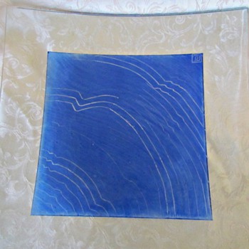 Signed  Modern Art Glass Tray