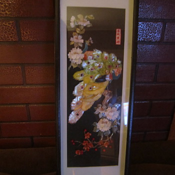 Vintage Japanese Shell Art Peacock & Floral Motif