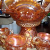 Carnival Pressed Glass Iridescent Glass Punchbowl