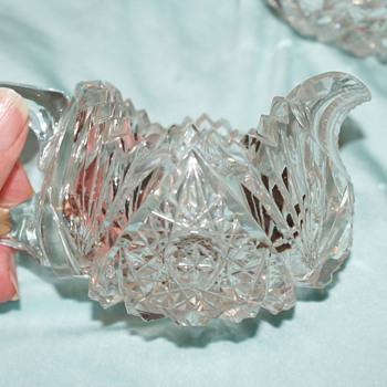 Cut Glass Vintage Creamer and Sugar Bowl - Glassware