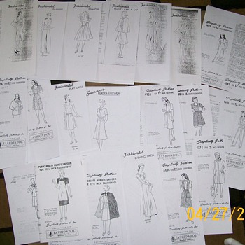 1940's 12 1/2 Inch Mannequin doll Patterns 