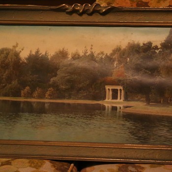 Large Hand-colored Photo of a Lakeside Garden - Photographs