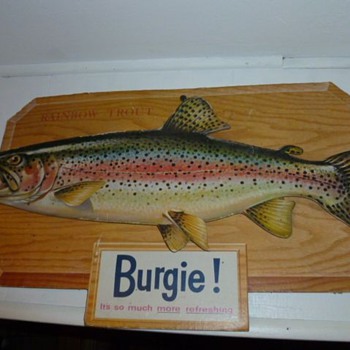 Burgie "Rainbow Trout" cardboard sign