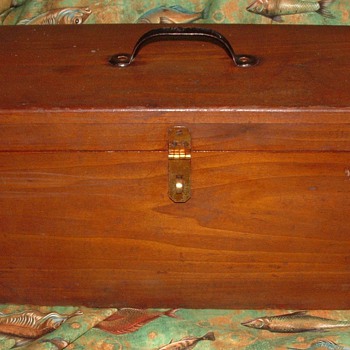Handcrafted vintage Wood Tackle Box - Fishing