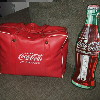 1950's Coca-Cola thermometer and Vinyl cooler bag