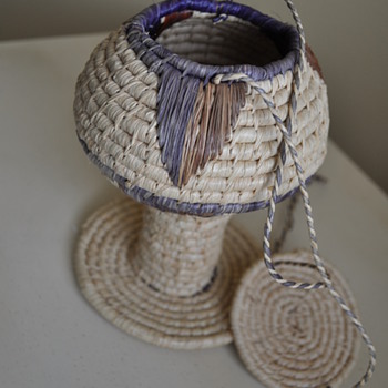 Woven basket in the shape of a goblet. Who made it? - Native American