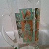 Spanish art water pitcher...gold and turquoise