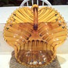 Amber Depression Era Hand painted Candy dish
