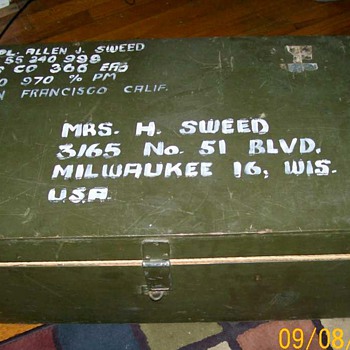 Old Military trunk . Date unknown Pre zip codes 
