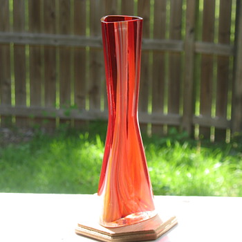 Red Glass Vase - Art Glass
