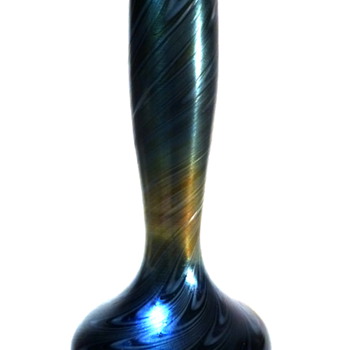 Blue iridescent vase - Art Glass