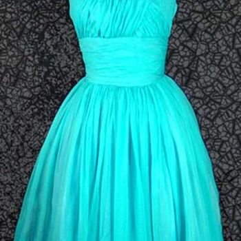 Bold Turquoise Silk Cocktail Dress by Gi Gi Young