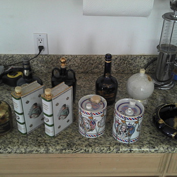Collection of various Decanters, Camus, chivas, ballantines, Camus Ashtray - Bottles