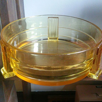 Large art deco yellow glass bowl? - Art Deco