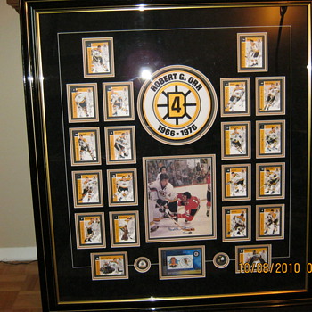 Collage of pictures of Bobby Orr and team mates