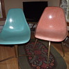 Two Plastic (Fiberglass?) 50's chairs--Pink and Blue