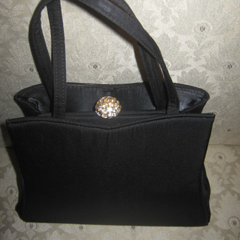 Vintage HLevin Black Satin Handbag 50s or 60s