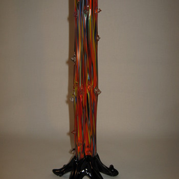 Kralik Thorn Vase Applied Amethyst Footed base End of Day Spatter Decor a Rare Example - Art Glass