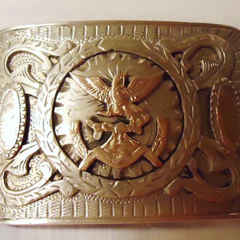 Mexico 950+ silver belt buckle, with gold, from a coin?,! I bought 40 years ago in Mexico, but how old?