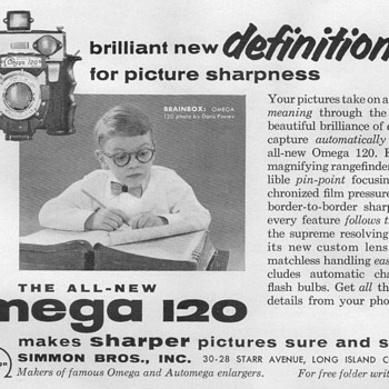 1954 - Simmon Bros. "Omega 120" Enlarger Advertisement - Advertising
