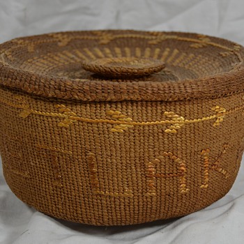 Antiques Native Basket with Arrows and Swan