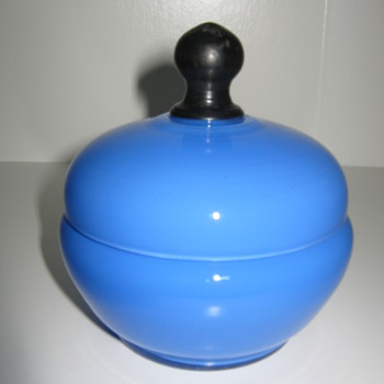 Blue Tango Glass lidded vanity piece - Art Glass