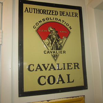 Cavalier coal sign embossed tin - Advertising