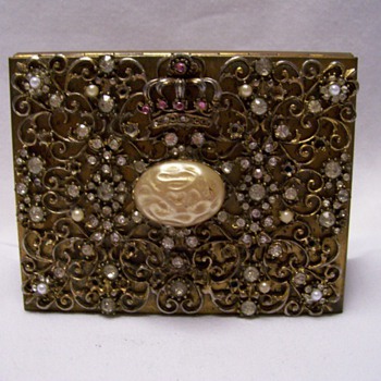 Rhinestone and Pearl decorative cigarette case - Tobacciana
