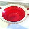 Red Swirl Glass Serving Bowl
