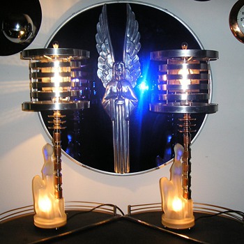 Art Deco Frosted Satin Nude Lamps - Art Deco