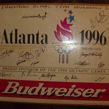 1996 atlanta equestrian olympic team signatures on budwiser sign