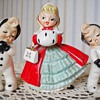 1956 NAPCO CHRISTMAS GIRL PLANTER & SNOW BUNNIES FIGURINES