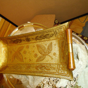  Retro Eames teak handles with brass a beautiful patterned glass server tray