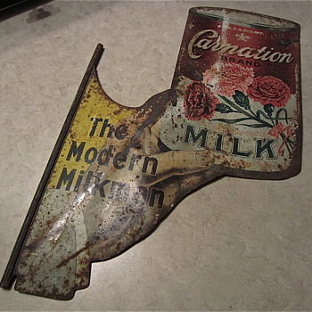 Early Carnation Milk metal sign, 1920s era