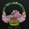 Vaseline art glass basket