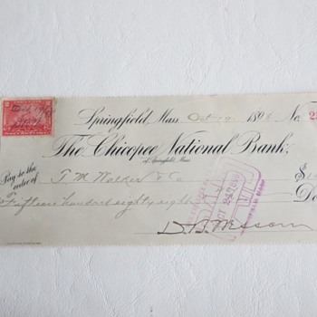 1898 Cancelled Check from D.B. Wesson - Paper