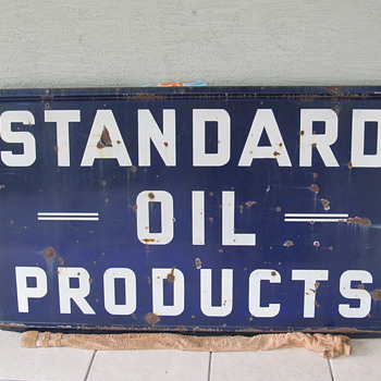 VINTAGE STANDARD OIL PRODUCTS DOUBLE SIDED PORCELAIN SIGN!!