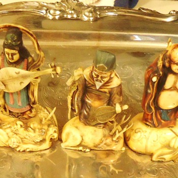 Japanese 7 Lucky Gods  Celluloid?  Vintage  Beautifully hand painted!