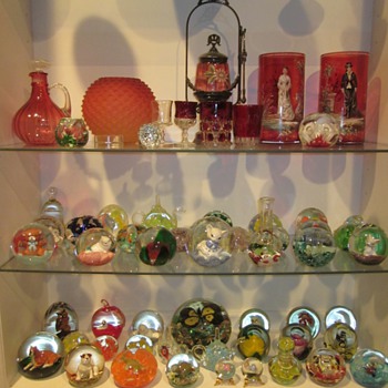 Cranberry glass and Paperweights - Art Glass