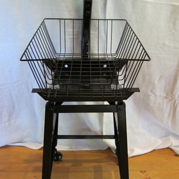 Vintage Industrial Basket Stool