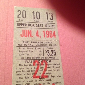 sandy koufax 3rd no hitter ticket stub