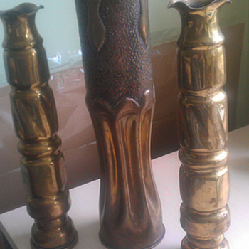 WW1 french 75mm and two WWII 40mm trench art
