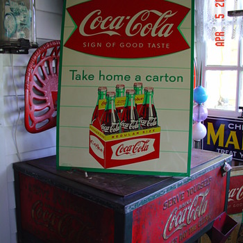 1959...Coca-Cola Sidewalk Six Pack Regular Size...Take Home A Carton...Sign Of Good Taste