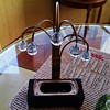  RARE Steuben art glass impalla figurine "on lite bakelite stand with Hanging spheres"