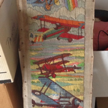Vintage Air Plane Yarn Embriodery Art Piece - Sewing